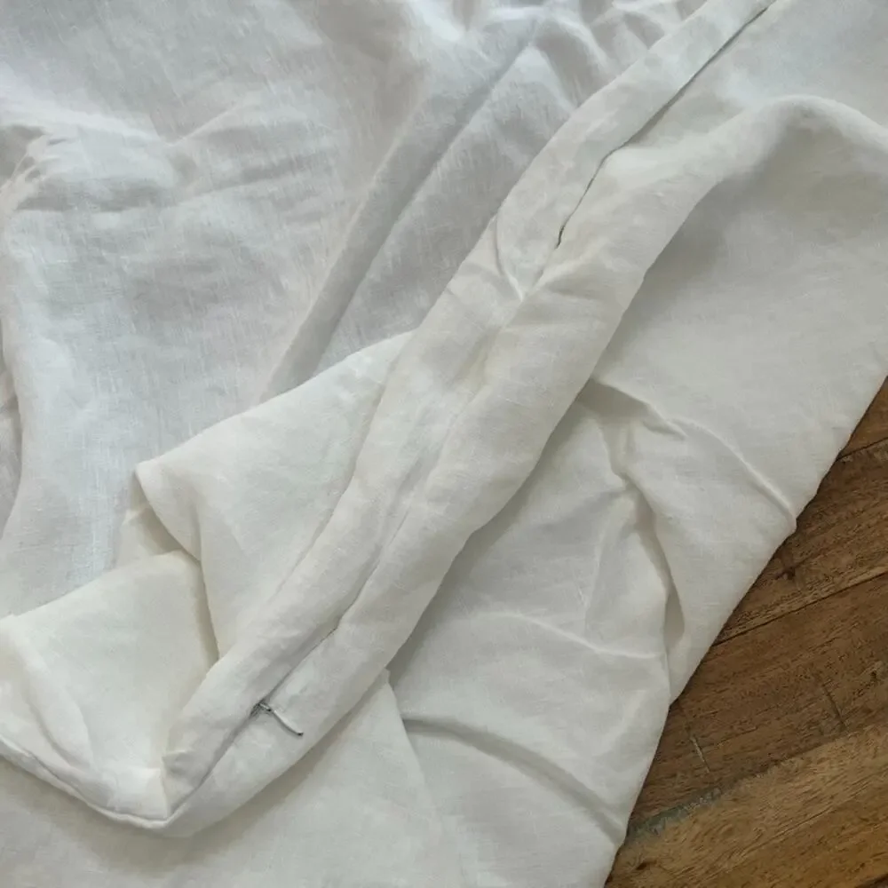 Primary Goods Full Queen Pure White Duvet Cover Linen Zip Closure Snaps